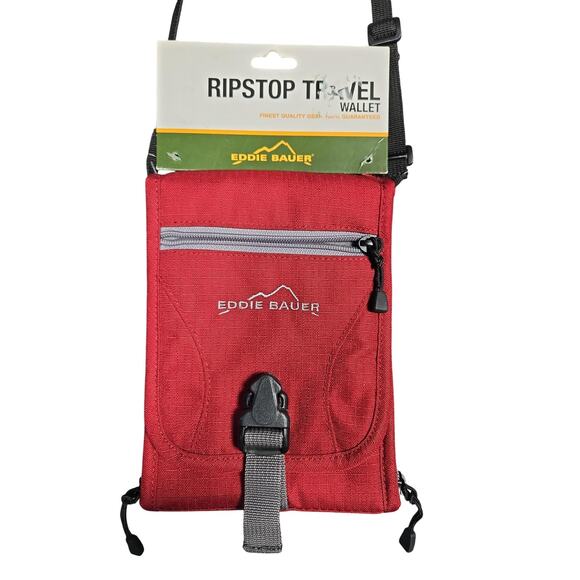 Eddie Bauer Ripstop Travel Wallet Adjustable Strap RFID Organizer Passport Case - Picture 1 of 6
